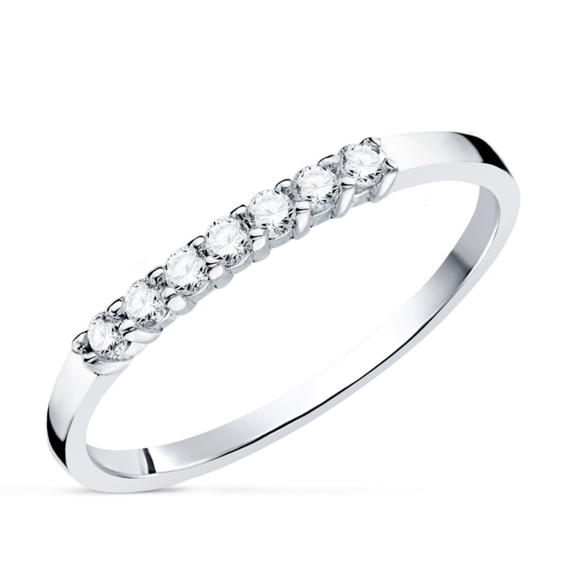 Sortija Oro Blanco 7 Diamantes Talla Brillante 0,160 Qts. Vs2-G oro 18k