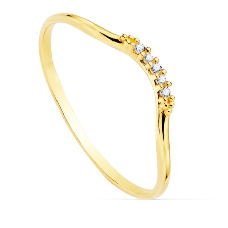 Sortija Oro Amarillo Diamantes De Laboratorio 0,025 Qts. G-Vs2. Cuerpo Redondo 1 mm oro 18k