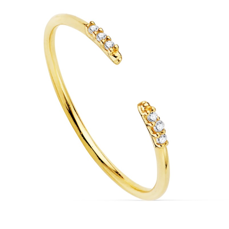 Sortija Abierta Oro Amarillo Diamantes De Laboratorio 0,030Qts. G-Vs2. Cuerpo Redondo 1 mm oro 18k