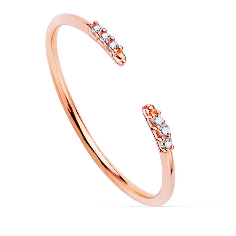 Sortija Abierta Oro Rosa Diamantes De Laboratorio 0,030Qts.G-Vs2. Cuerpo Redondo 1 mm oro 18k