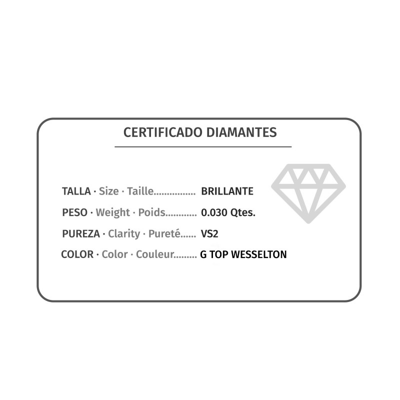 Sortija Abierta Oro Rosa Diamantes De Laboratorio 0,030Qts.G-Vs2. Cuerpo Redondo 1 mm oro 18k