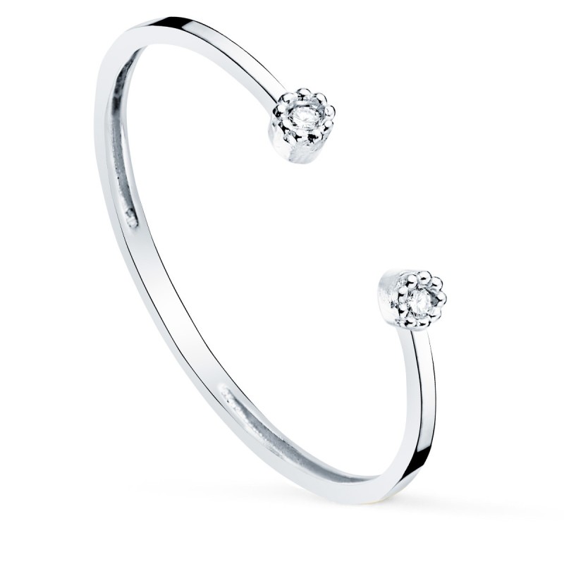 Sortija Oro Blanco Diamantes De Laboratorio 0,0160 Qts. Vs2-G Cuerpo 1,10 mm oro 18k