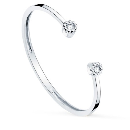 Sortija Oro Blanco Diamantes De Laboratorio 0,0160 Qts. Vs2-G Cuerpo 1,10 mm oro 18k
