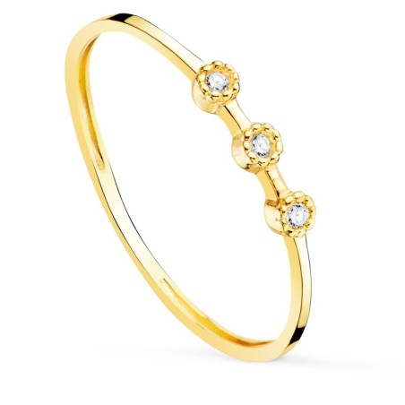 Sortija Oro Amarillo Diamantes De Laboratorio 0,0240 Qts. Cuerpo 1,10 mm Vs2-G oro 18k