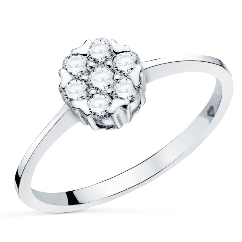 Sortija Oro Blanco Con Diamantes Laboratorio Cuajo 7X7 mm 0,301 Qts. Vs2-G oro 18k