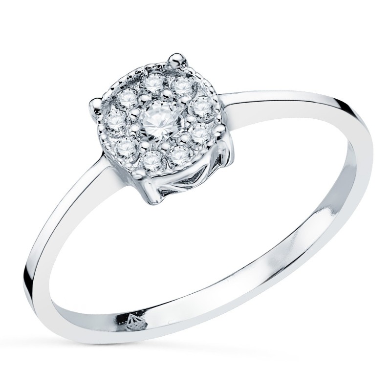 Sortija Oro Blanco Con Diamantes Laboratorio Cuajo 7X7 mm 0,182 Qts. Vs2-G oro 18k