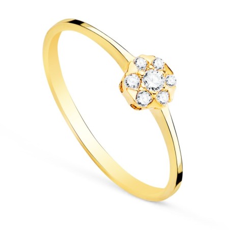 Sortija Oro Amarillo Con Diamantes Laboratorio Cuajo 5X5 mm 0,127 Qts. Vs2-G oro 18k