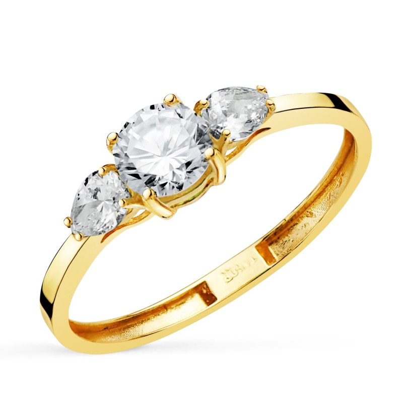 Sortija Oro Amarillo Diamantes Laboratorio Talla Pera Y Talla Brillante 5 mm. 0,79 Qt. Vs2 - E oro 18k