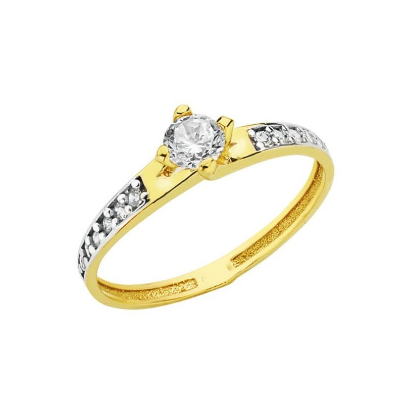 Solitario Oro Bicolor Circonitas oro 18k