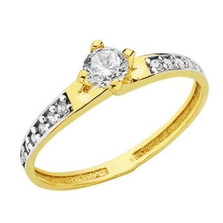 Solitario Oro Bicolor Circonitas oro 18k