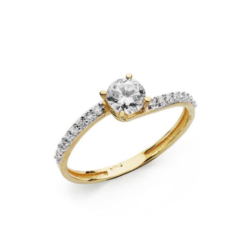 Solitario Oro Bicolor Circonitas oro 18k