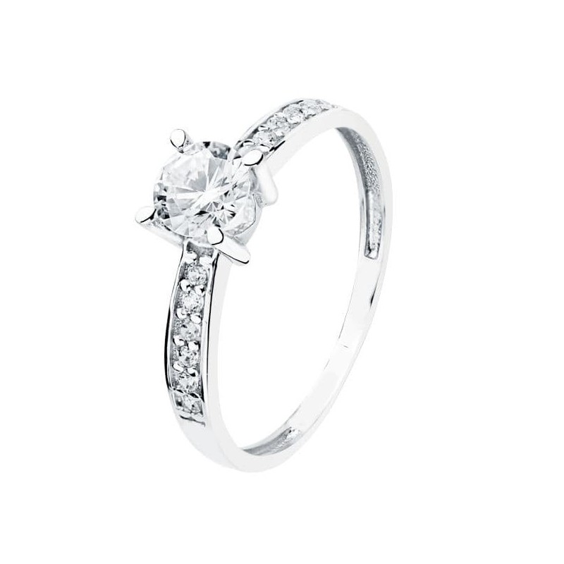 Solitario Oro Blanco Cuerpo De Circonita Y 4 Garras Con Circonita De 5 mm oro 18k