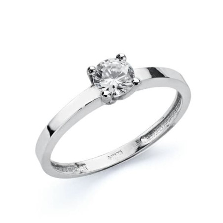 Solitario Oro Blanco 4 mm oro 18k