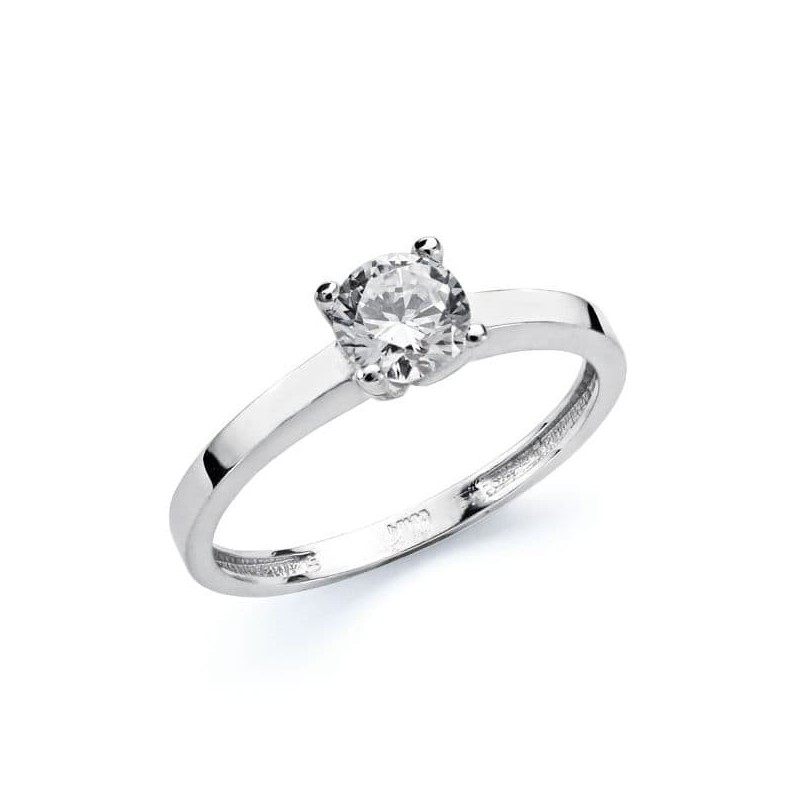 Solitario Oro Blanco Circonita 5.5 mm oro 18k