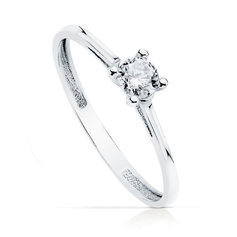 Solitario Oro Blanco 4 mm oro 18k