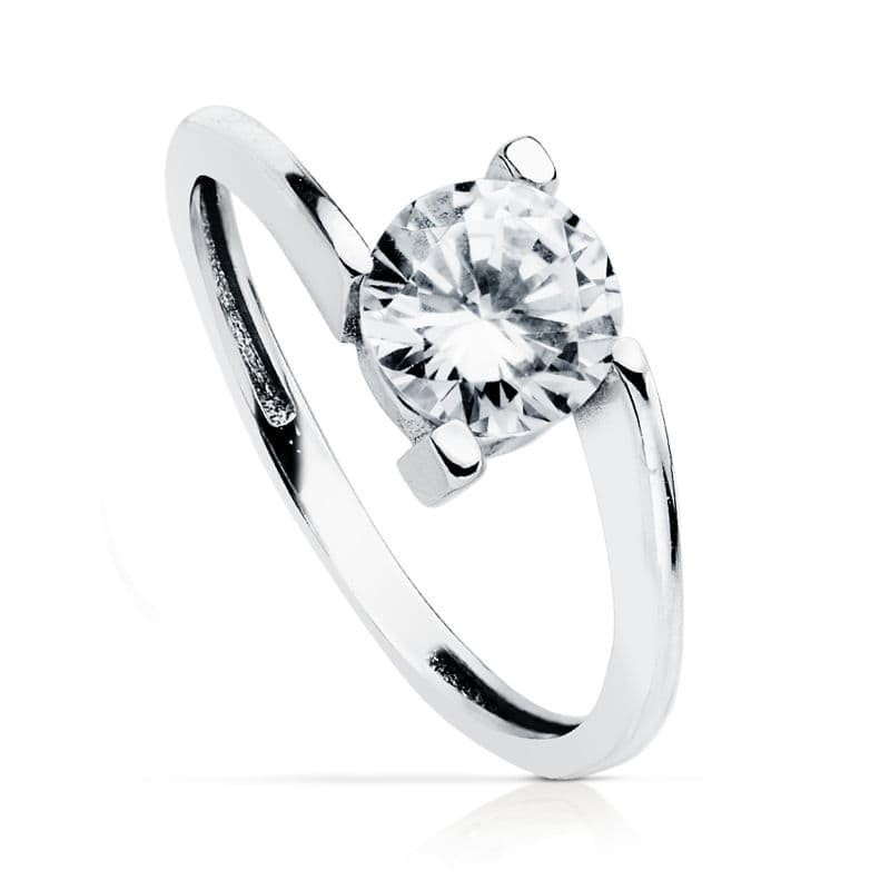 Solitario Oro Blanco 7 mm oro 18k