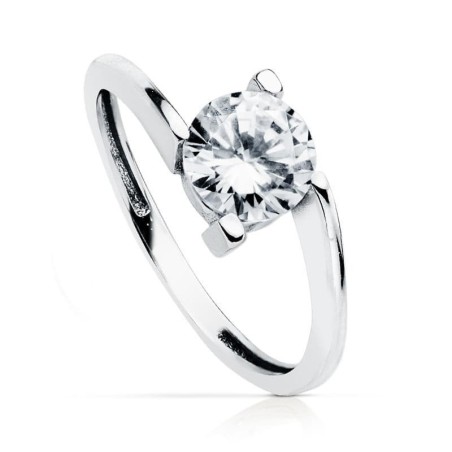 Solitario Oro Blanco 7 mm oro 18k
