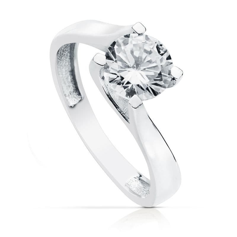 Solitario Oro Blanco 7 mm oro 18k