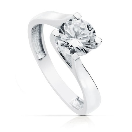 Solitario Oro Blanco 7 mm oro 18k