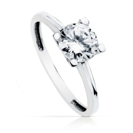Solitario Oro Blanco 7 mm oro 18k