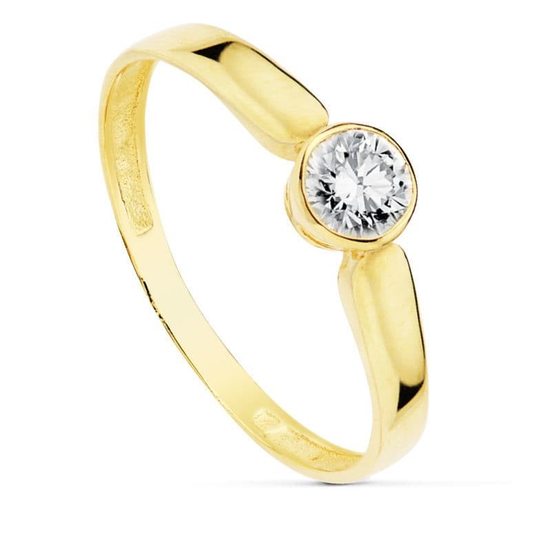 Solitario Oro Amarillo Circonita Chaton. 4.5 mm oro 18k