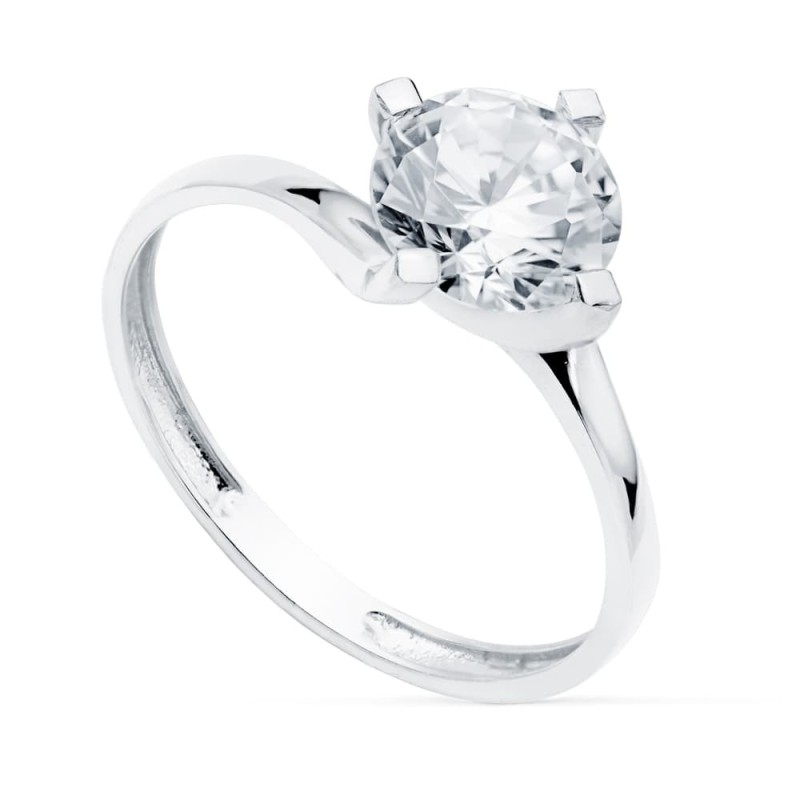 Solitario Oro Blanco Con 4 Garras Y Circonita De 7 mm oro 18k