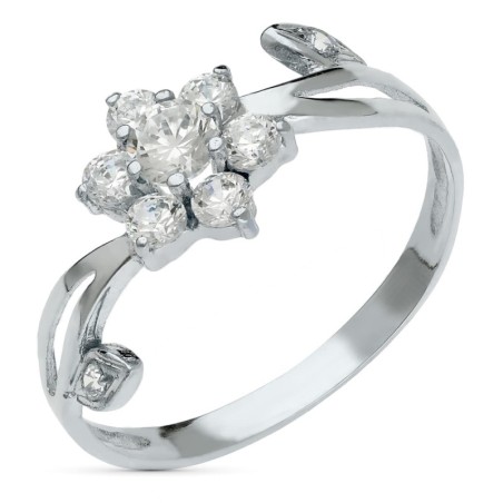Sortija Oro Blanco Cuajo Concirconitas. Ancho 10 mm oro 18k