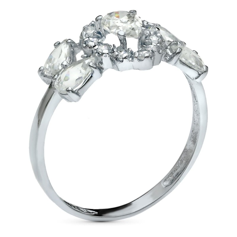 Sortija Oro Blanco Con Circonitas Pera. Ancho: 11 mm oro 18k