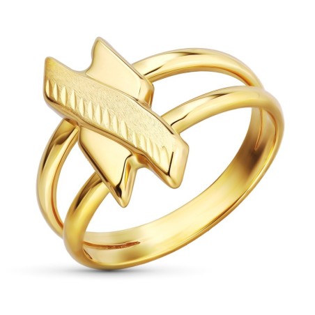 Sortija Oro Amarillo Doble Cuerpo Motivo Tallado. Ancho: 16 mm oro 18k