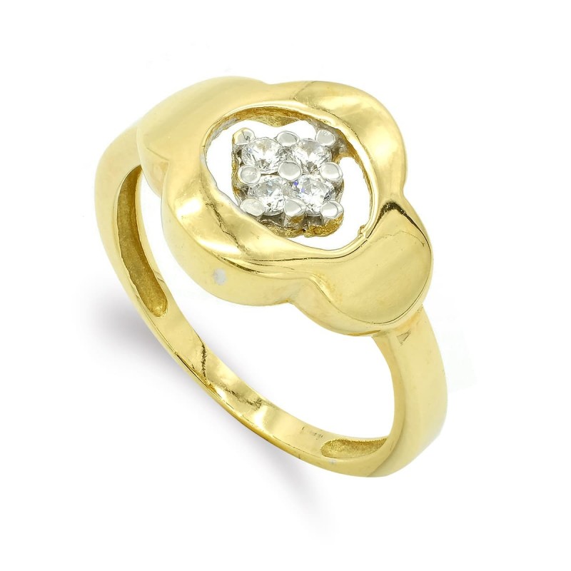 Sortija Oro Bicolor Flor oro 18k