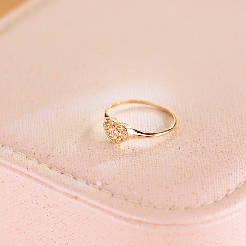 Sello Oro Amarillo Mujer Cabeza Corazon Con Circonita 9X8 mm oro 18k