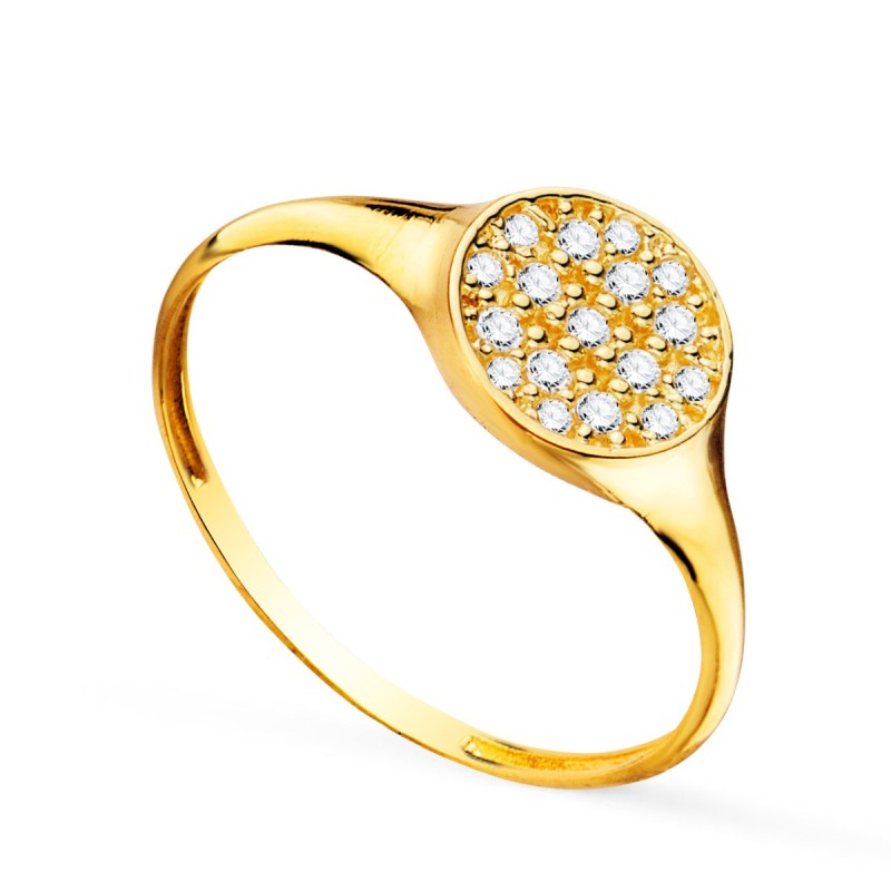 Sello Oro Amarillo Mujer Cabeza Redonda Con Circonita 8 X 8 mm oro 18k