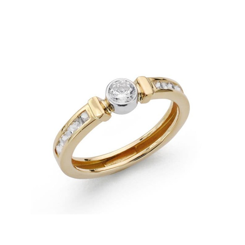 Sortija Bicolor Circonitas oro 18k