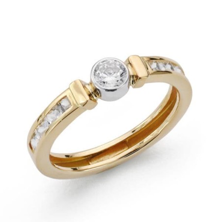 Sortija Bicolor Circonitas oro 18k