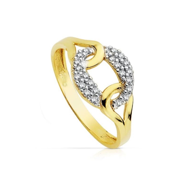 Sortija Oro Bicolor Con Circonitas. oro 18k