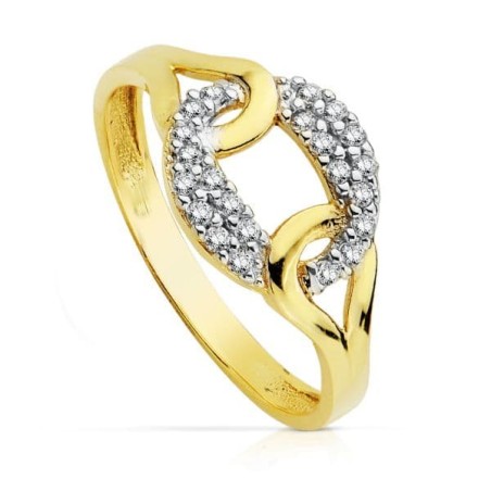 Sortija Oro Bicolor Con Circonitas. oro 18k