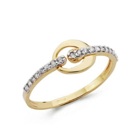 Sortija Oro Bicolor Con Circonitas. Ancho: 7,5 mm.2 oro 18k