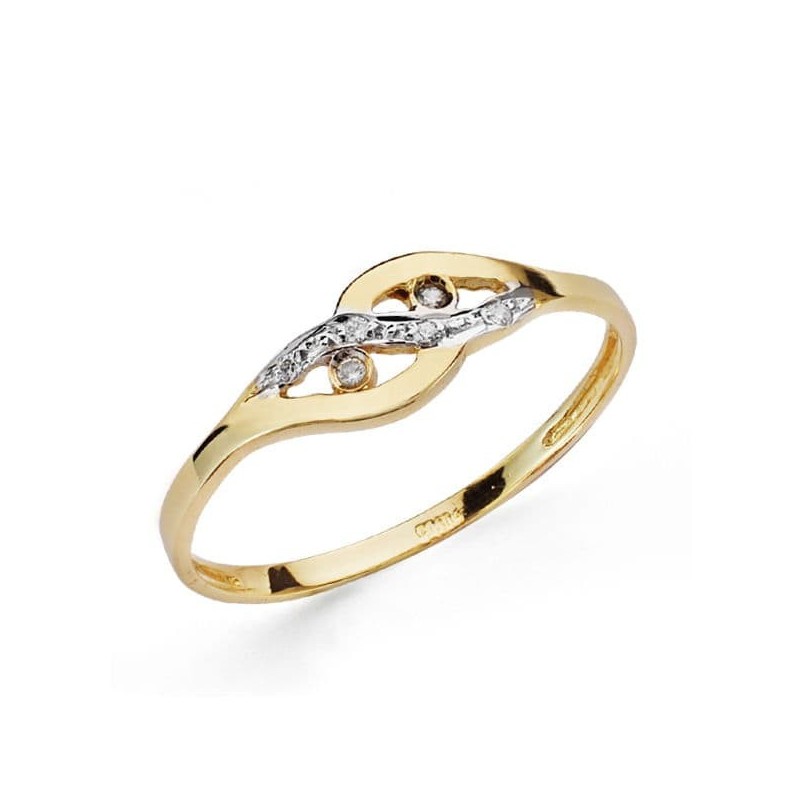 Sortija Oro Bicolor Con Circonitas oro 18k