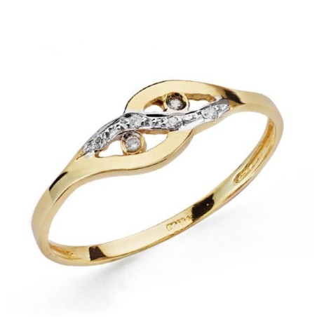 Sortija Oro Bicolor Con Circonitas oro 18k