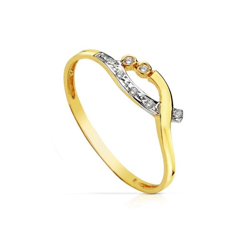 Sortija Oro Bicolor Circonitas oro 18k