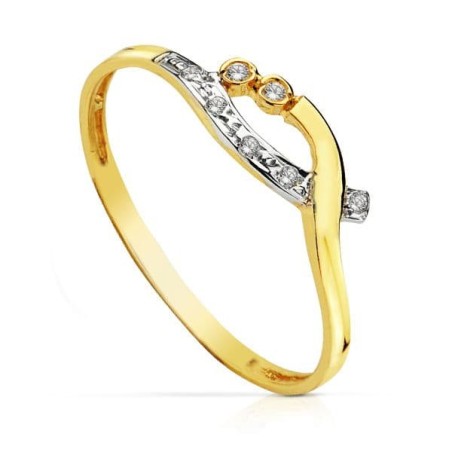 Sortija Oro Bicolor Circonitas oro 18k