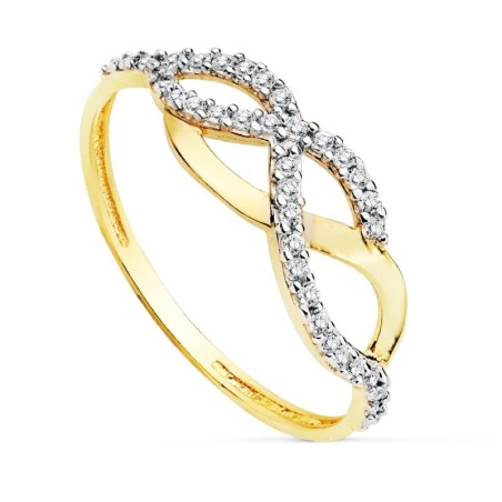 Sortija Bicolor Circonitas oro 18k