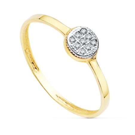 Sortija Bicolor Circonita Redondo 5 mm oro 18k