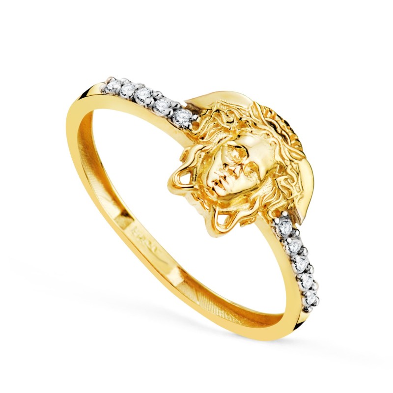Sortija Oro Bicolor Con Medusa Y Circonitas. Medida: 10 X 8 mm oro 18k