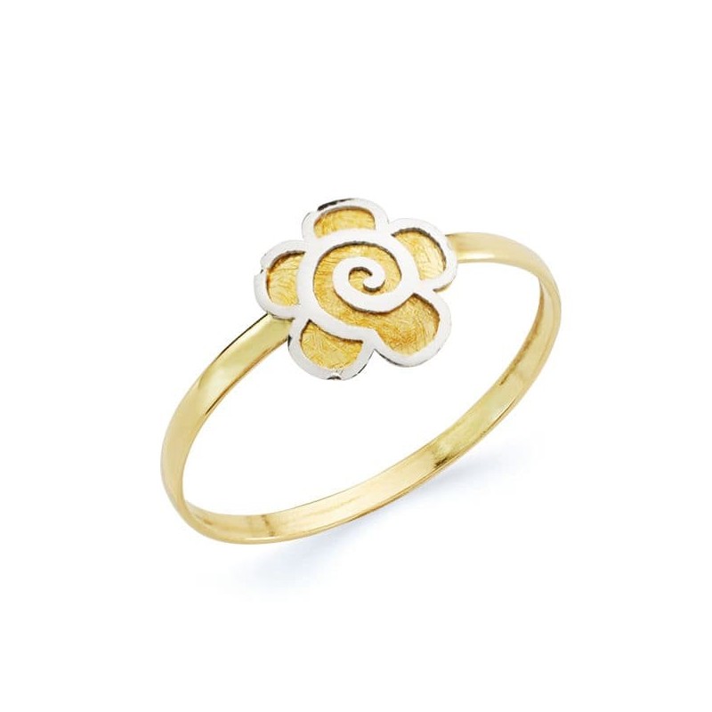 Sortija Oro Bicolor Margarita. Ancho: 8 X 8 mm oro 18k