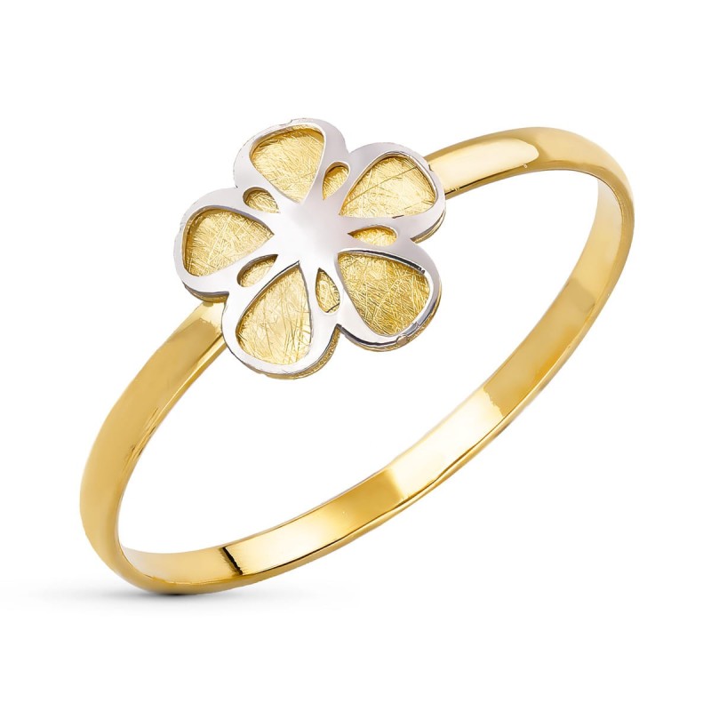 Sortija Oro Bicolor Margarita. Ancho: 8 X 8 mm oro 18k