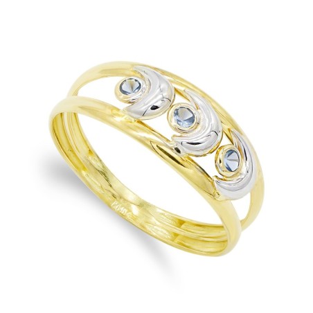 Sortija Oro Bicolor Y Circonitas oro 18k