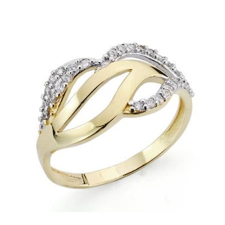 Sortija Oro Bicolor Con Circonitas. Ancho: 10 mm.1 oro 18k