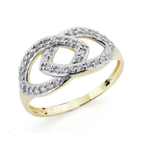 Sortija Oro Bicolor Con Circonitas. Ancho: 9,5 mm oro 18k