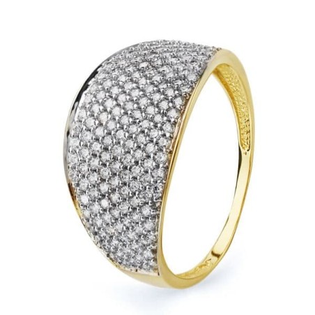 Sortija Oro Bicolor Con Circonitas. Ancho: 12 mm oro 18k